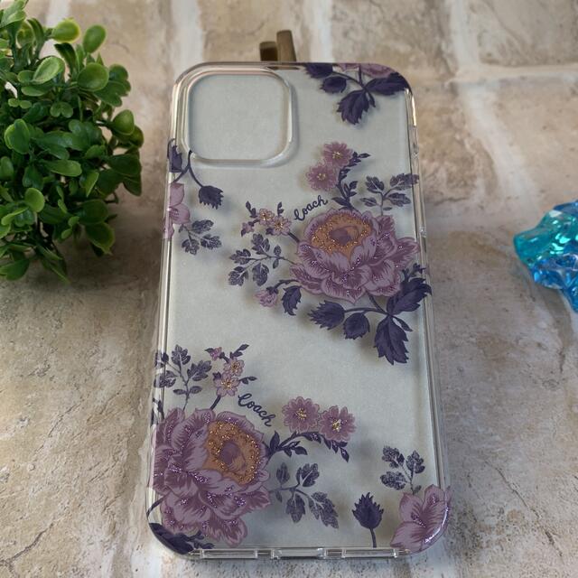 【新品未使用】コーチ Coach iPhone12 Pro ラメ 花 透明