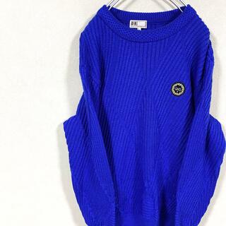 ダックス(DAKS)のデザインニット　セーター　ワッペン　ウール　青　ブルー(ニット/セーター)