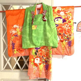 七五三 3歳 着物 長襦袢 被布コート アンティーク 中古品(和服/着物)