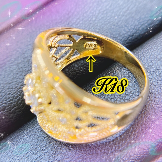 K18ダイヤモンドリング 大ぶりデザインリング ✨ボリューム