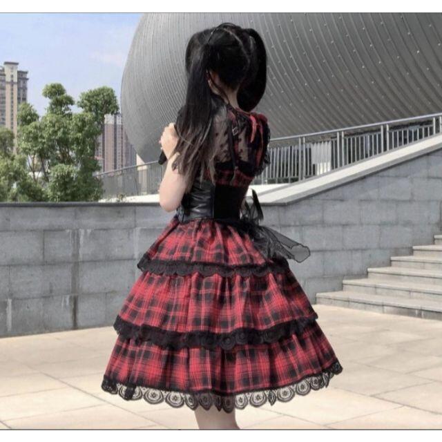 赤 チェック フリル ロリータ アイドル風 ワンピースの通販 by 赤 チェック フリル ロリータ アイドル風 ワンピースの通販 by