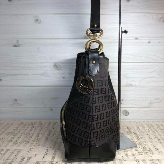 FENDI】ワンショルダーバッグ ズッキーノ柄 焦茶色 キャンバス 金色