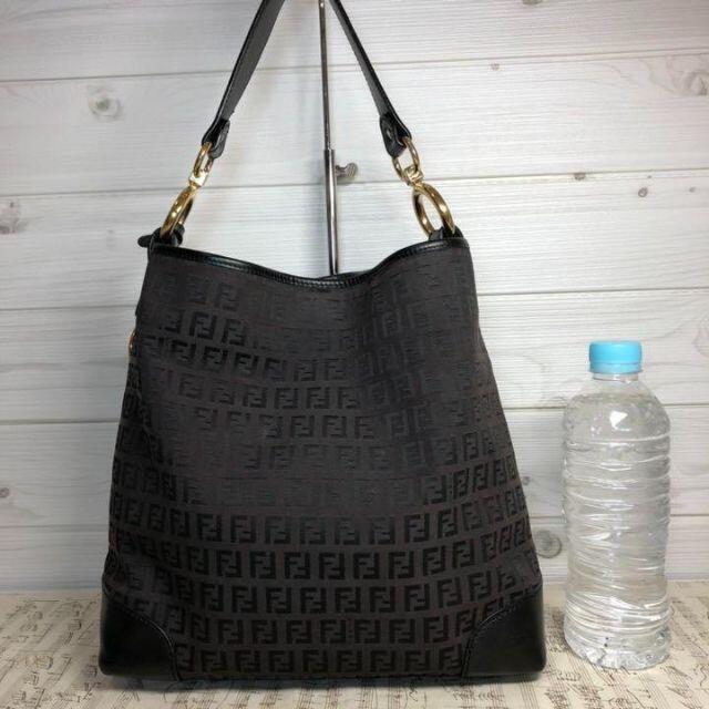FENDI】ワンショルダーバッグ ズッキーノ柄 焦茶色 キャンバス 金色