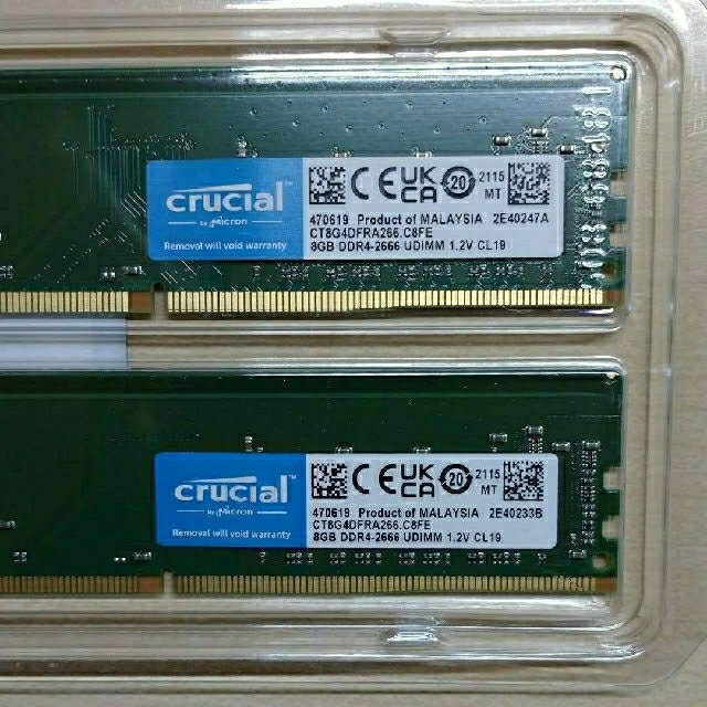 [新品・未開封]クルーシャル 16GB(8GB×2) DDR4-2666 1