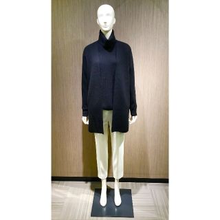 セオリーリュクス(Theory luxe)の2018 セオリーリュクス カシミヤ100％ ロングカーディガン 黒 38(カーディガン)