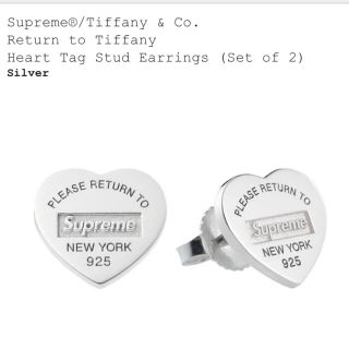 シュプリーム(Supreme)のSupreme Tiffany Heart Tag Stud Earrings(ピアス)