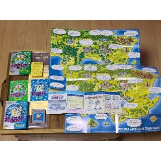 ポケットモンスター　青　緑（本体なし）　不足品あり　動作確認未(携帯用ゲームソフト)