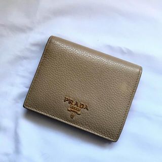 プラダ(PRADA)のPRADA プラダ　バイカラー　ベージュ　ピンク　折りたたみ財布　コンパクト(財布)