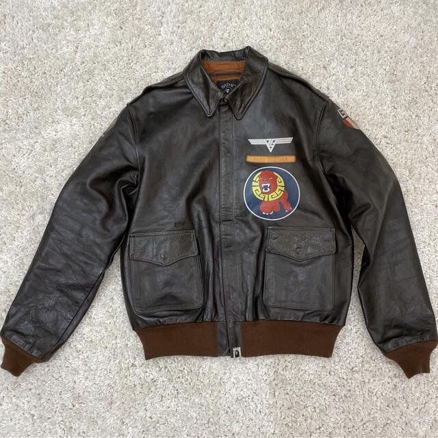 『2年保証』 A サイズL ホースレザーJKT A-2 McCOY's REAL APE×The - APE BATHING フライトジャケット