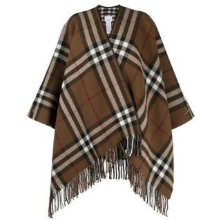 バーバリー(BURBERRY)のBURBERRYリバーシブル ウール チェック ケープ(ポンチョ)