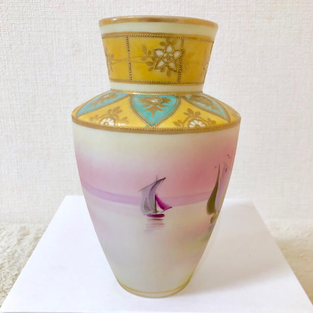 Noritake   里帰りオールドノリタケM NIPPON印つや消し湖畔ヨット金彩