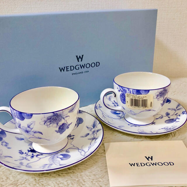 WEDGWOOD 新品ウェッジウッドブループラムペアカップ&ソーサー限定品レア