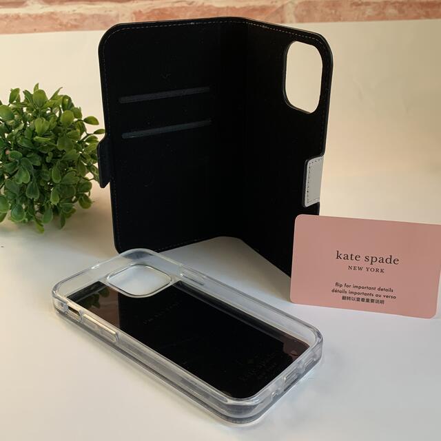 kate spade new york(ケイトスペードニューヨーク)のケイトスペード iPhone 12 MINI 手帳型ケース ベージュ＆ブラック スマホ/家電/カメラのスマホアクセサリー(iPhoneケース)の商品写真