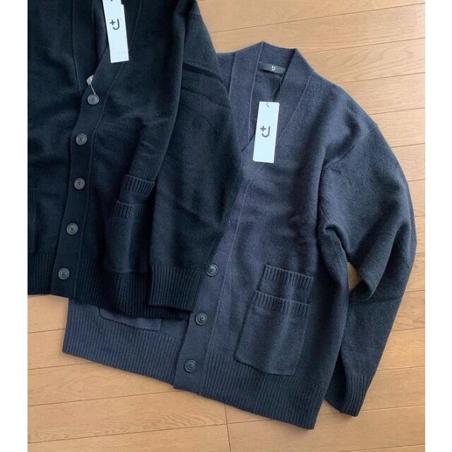 ☆美品 UNIQLO ラムVネックカーディガン ダークグレー M ユニクロ