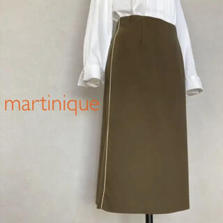 マルティニークルコント(martinique Le Conte)のマルティニーク カーキ ナロースカート パイピングデザイン M(ロングスカート)