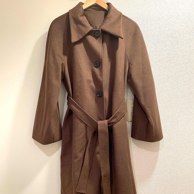 chery ブラウンステンカラーベルトコート メンズのジャケット/アウター(ステンカラーコート)の商品写真