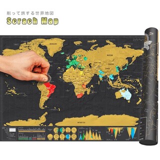 新品　世界地図　英語表記　スクラッチ　旅行記　インテリア　プレゼント(地図/旅行ガイド)