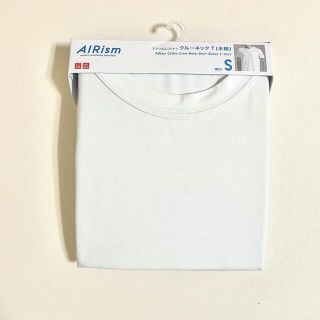 ユニクロ(UNIQLO)のUNIQLO  エアリズム コットンクルーネックT (半袖) 白  Sサイズ(Tシャツ/カットソー(半袖/袖なし))