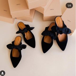 Ohga  Velour ribbon mule(ミュール)