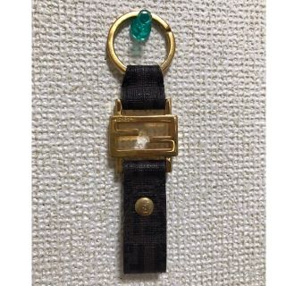 フェンディ(FENDI)のfenddi☆ズッカ柄本革キーリングストラップ(キーホルダー)