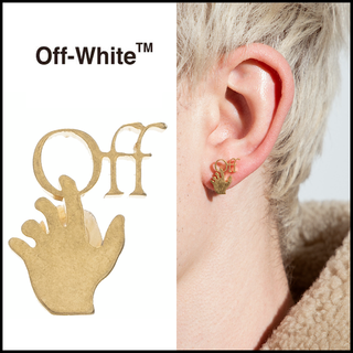 オフホワイト(OFF-WHITE)の芸能人愛用ブランド・新品【Off-White】片耳用ピアス ゴールドカラー(ピアス(片耳用))