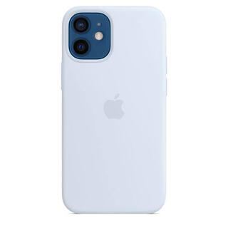 アップル(Apple)の美品：MagSafe対応iPhone12 mini シリコンケースクラウドブルー(モバイルケース/カバー)