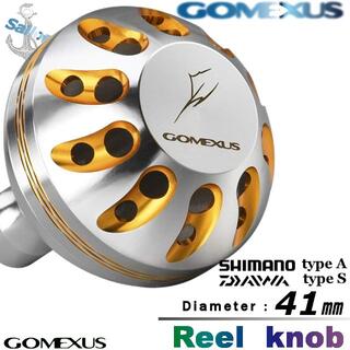 Gomexus【ゴメクサス】 ☆パワーハンドルノブ/41mm シルバーゴールド(リール)
