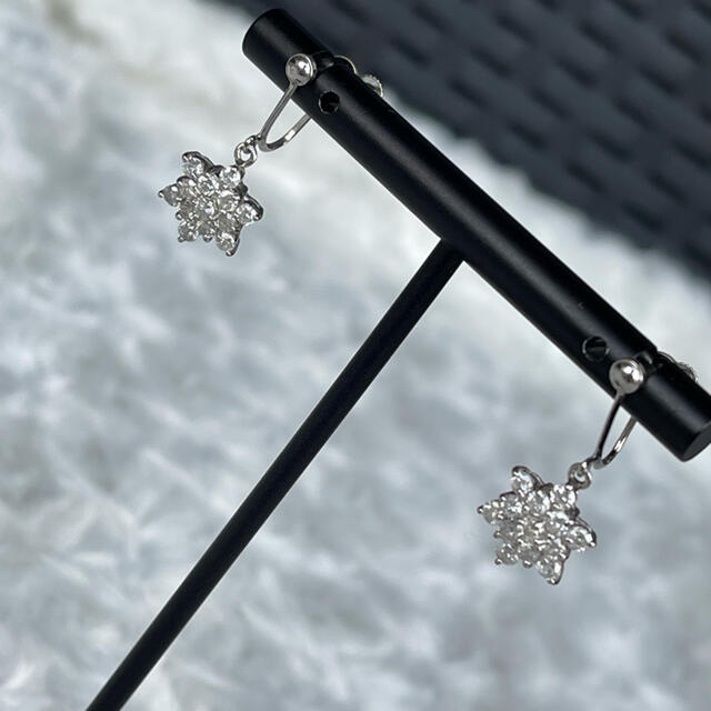 Pt850 ダイヤモンド スノーモチーフ イヤリング 雪の結晶 wqiNk7NXfo