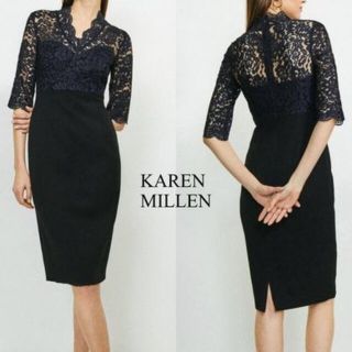 カレンミレン(Karen Millen)の12/17お値下げKaren Millen ストレッチ素材 レースペンシルドレス(ひざ丈ワンピース)