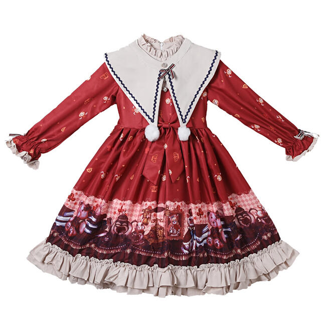 Lolitaロリータ キッズ 子供 ワンピース 長袖お姫様洋服  クリスマス キッズ/ベビー/マタニティのキッズ服女の子用(90cm~)(ワンピース)の商品写真