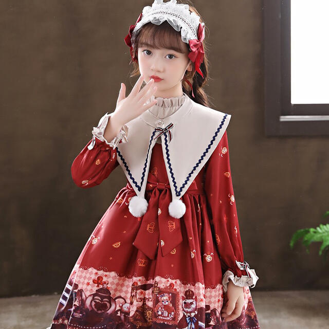 Lolitaロリータ キッズ 子供 ワンピース 長袖お姫様洋服  クリスマス キッズ/ベビー/マタニティのキッズ服女の子用(90cm~)(ワンピース)の商品写真