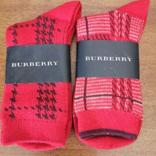 バーバリー(BURBERRY)のバーバリー 靴下 2足セット ショート丈 赤色(ソックス)