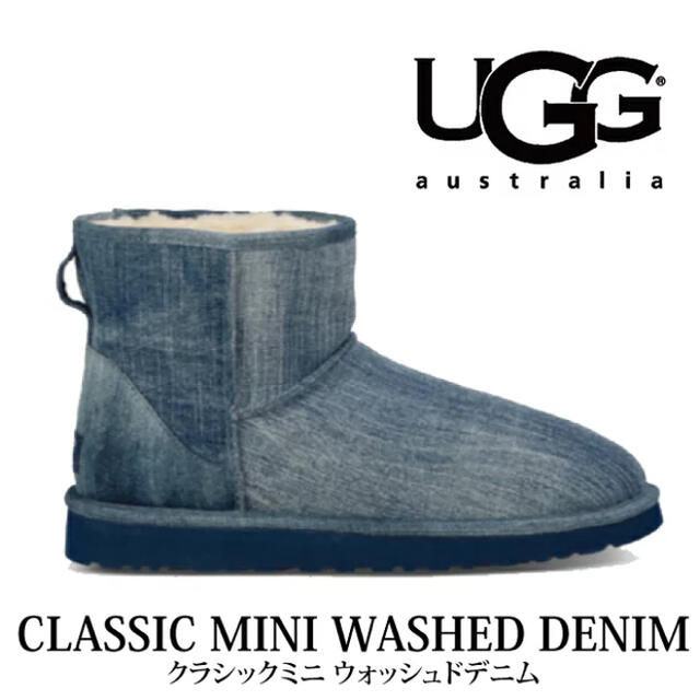 新品　 UGG アグ ネイビー メンズ クラシック ミニ ウォッシュド デニム