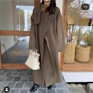 Lavish gate サイドベルトノーカラーウールコート - greatriverarts.com