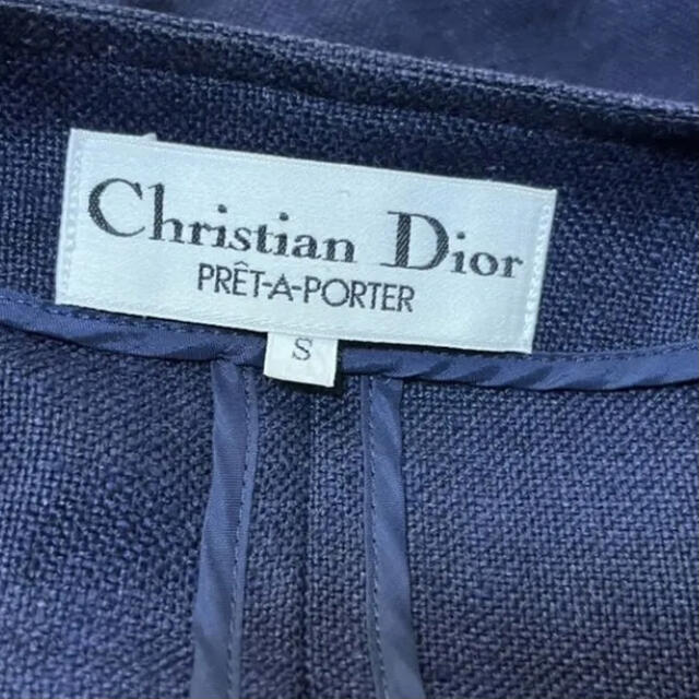 Christian Dior(クリスチャンディオール)のC1 クリスチャンディオール　テーラードジャケット　紺　ネイビー　ジャケット レディースのジャケット/アウター(ノーカラージャケット)の商品写真