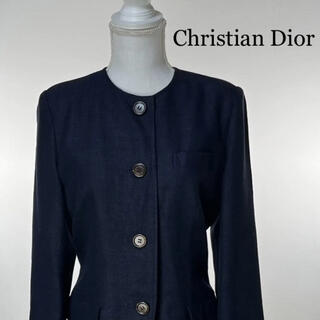 クリスチャンディオール(Christian Dior)のC1 クリスチャンディオール　テーラードジャケット　紺　ネイビー　ジャケット(ノーカラージャケット)