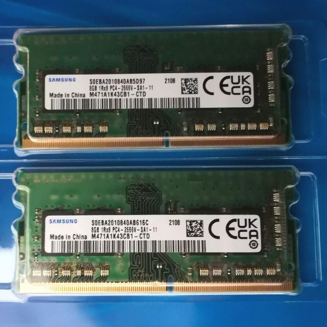 ノート用メモリ DDR4-2666 16GB(8GB 2枚)