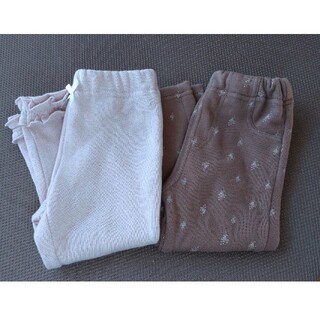 ニシマツヤ(西松屋)の西松屋　裏起毛パンツ　2枚セット　ブラウン 薄ピンク パンツ(パンツ/スパッツ)