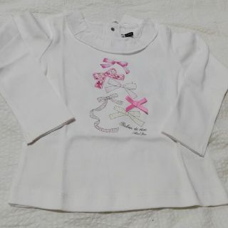 ベベ(BeBe)の新品　BeBe ホワイト長袖Tシャツリボン柄100cm(Tシャツ/カットソー)