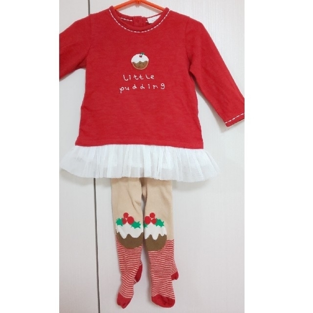 NEXT(ネクスト)のnext クリスマス　ワンピース（チュニック？）＆タイツセット6-9mths キッズ/ベビー/マタニティのベビー服(~85cm)(ワンピース)の商品写真