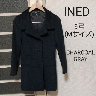 INED ロングコート 9号 チャコールグレー アンゴラ