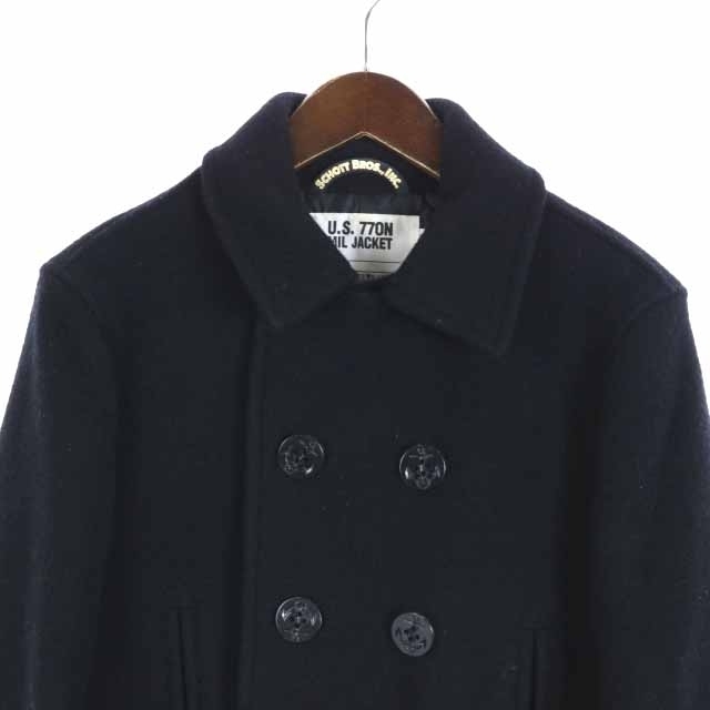 schott(ショット)のショット SCHOTT ピーコート Pコート ショート 40 M 黒 メンズのジャケット/アウター(ピーコート)の商品写真