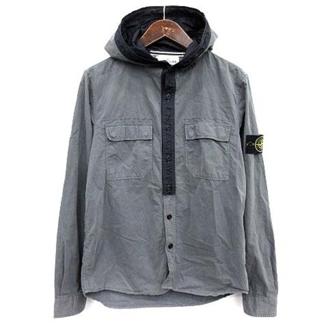 STONE ISLAND(ストーンアイランド)のストーンアイランド フード シャツジャケット ルーマニア製 シャツ S グレー メンズのジャケット/アウター(ブルゾン)の商品写真