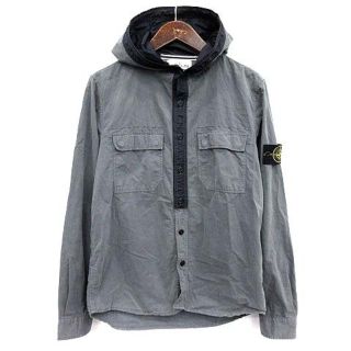 ストーンアイランド(STONE ISLAND)のストーンアイランド フード シャツジャケット ルーマニア製 シャツ S グレー(ブルゾン)