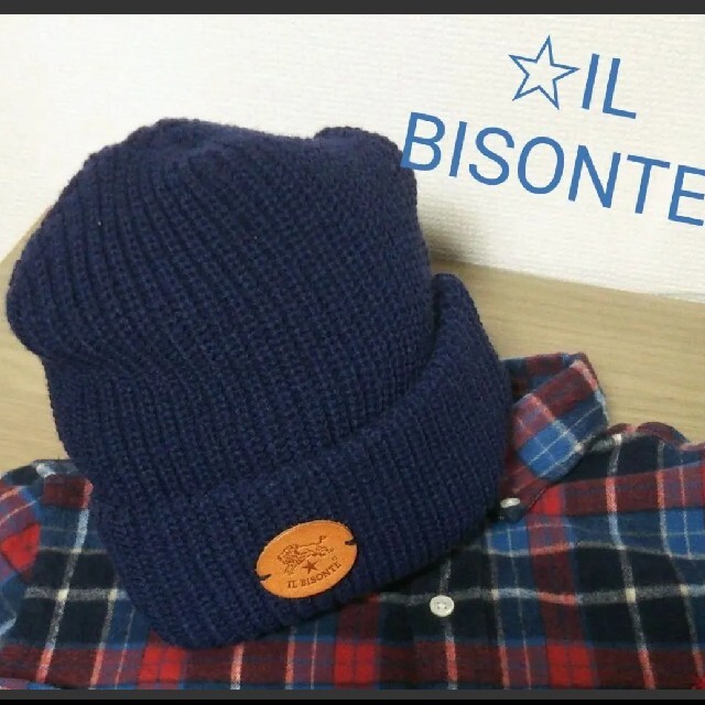 IL BISONTE(イルビゾンテ)のIL BISONTE イルビゾンテ☆ニット帽 ネイビー レディースの帽子(ニット帽/ビーニー)の商品写真