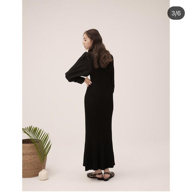 FRAY I.D(フレイアイディー)のrandeboo Puff knit dress（ブラック） レディースのワンピース(ロングワンピース/マキシワンピース)の商品写真