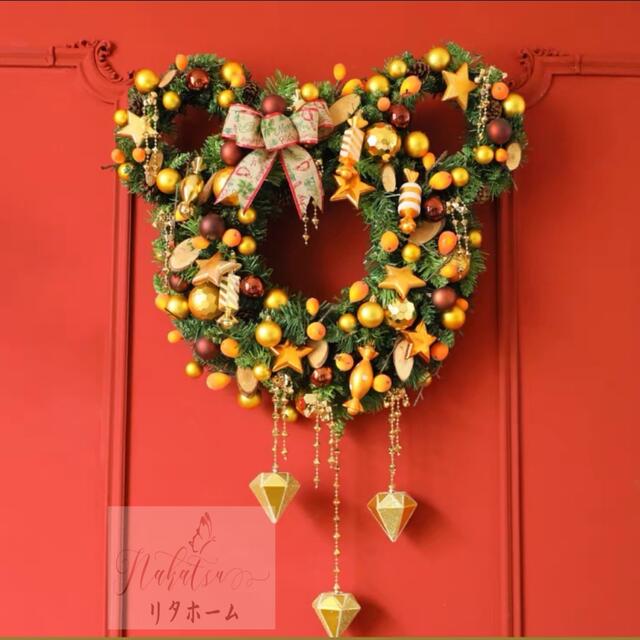クリスマスリース クリスマス花輪 ドアリース 壁飾り 人工造花 ...