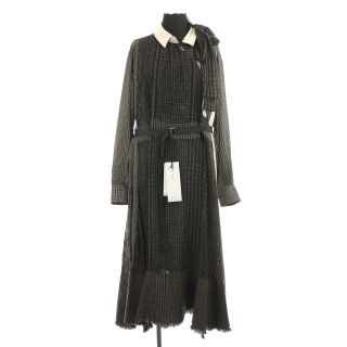 サカイ(sacai)のサカイ 20AW グレンチェックボウタイドレス ワンピース ロング 長袖(ロングワンピース/マキシワンピース)