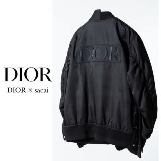 クリスチャンディオール(Christian Dior)のDIOR sacai コラボ　ボンバージャケット　黒　50 未使用　激レア(ブルゾン)