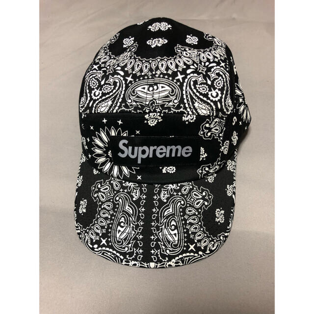 フリー状態supreme Bandana Camp Cap ss21 ブラックバンダナ